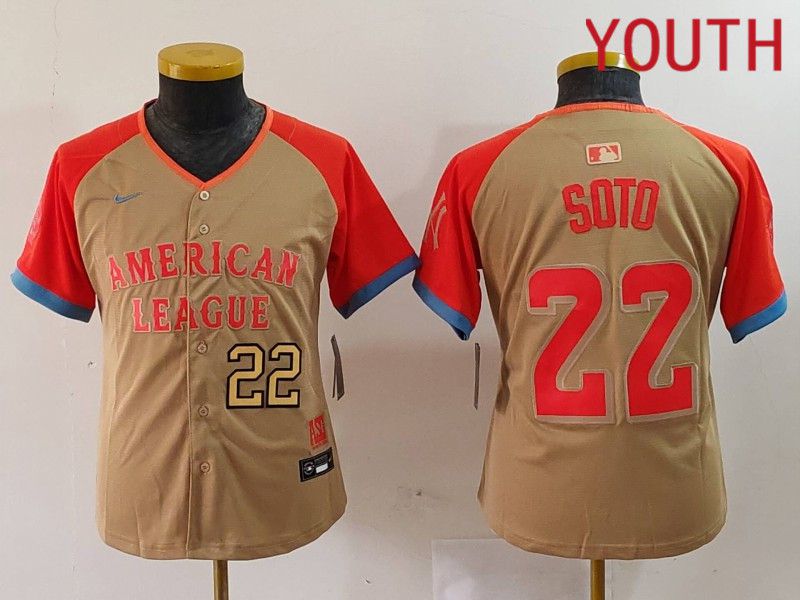 Youth New York Yankees 22 Soto Orange All star 2024 Nike MLB Jersey style 4